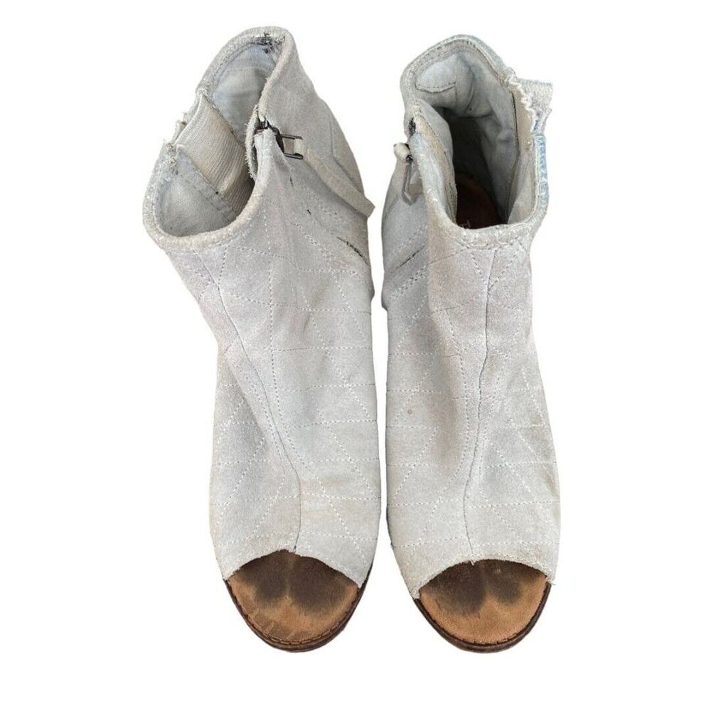 8.5‎ Toms Peep Toe Suede Beige Block Heel Booties